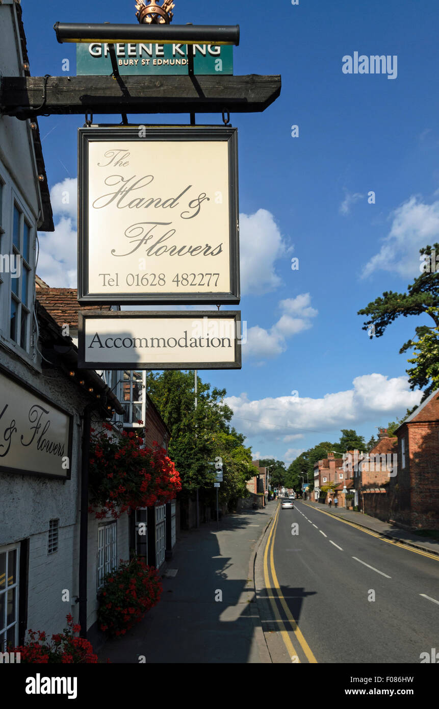 The Two Michelin Star rated restaurant called The Hand and Flowers in Marlow, England, UK. Stock Photo