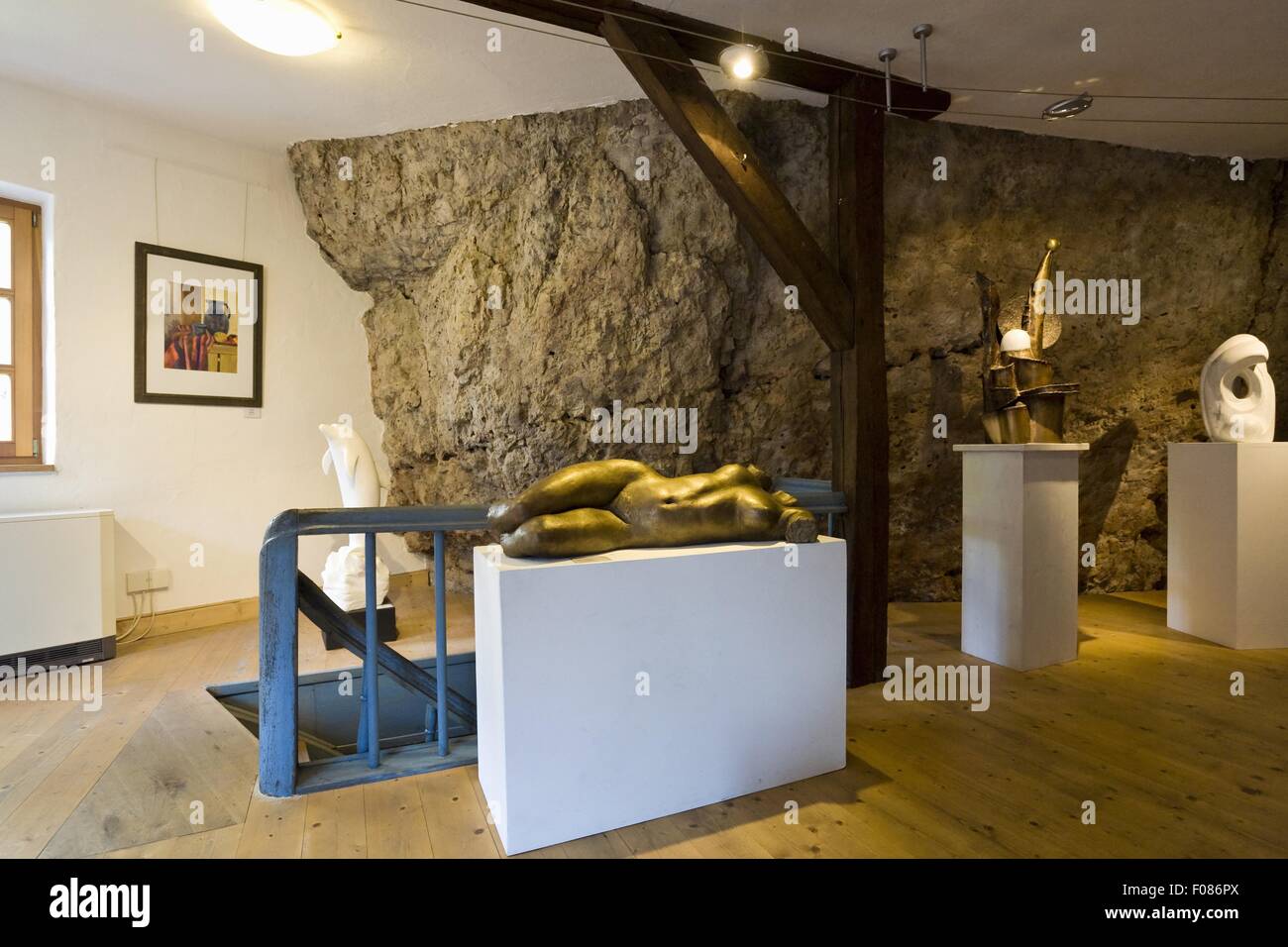 Limestone walls and rock sculptures in gallery, Kallmunz, Regensburg, Bavaria, Germany Stock Photo