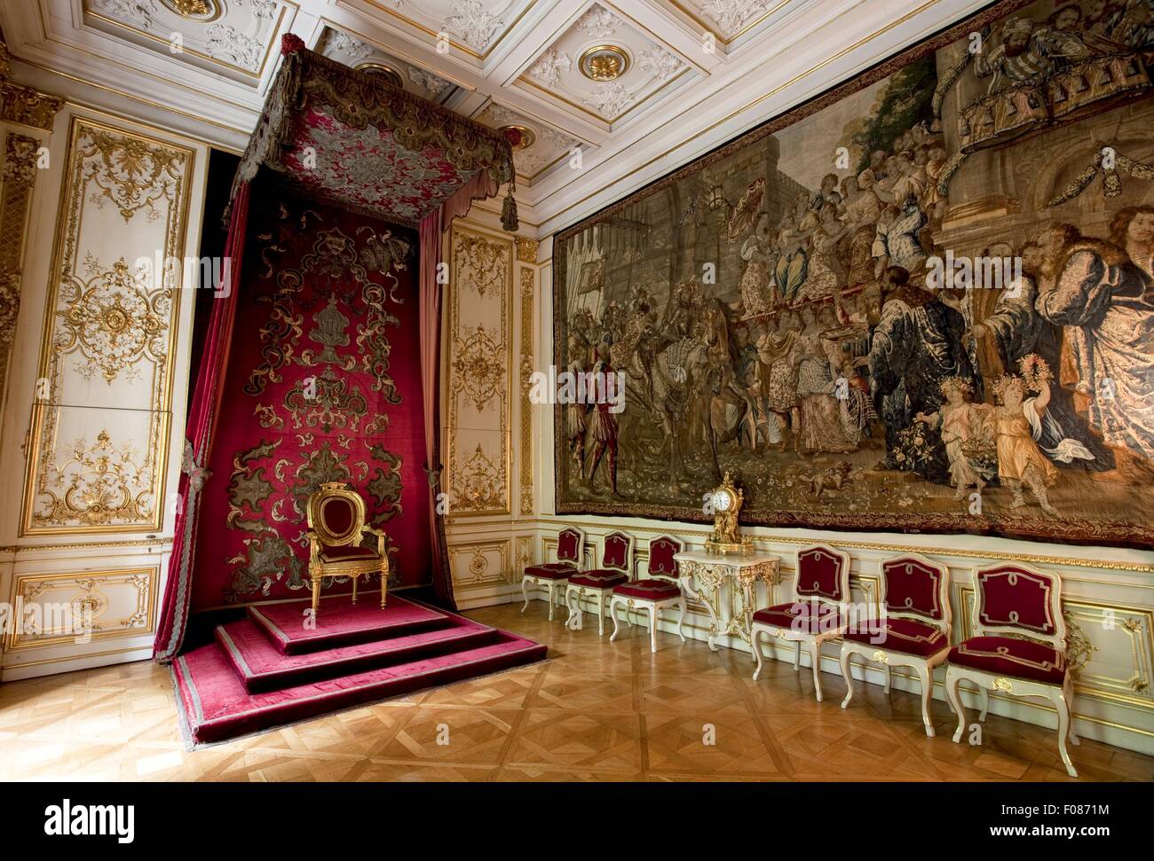 Interior With Gild And Mural In Throne Room Of Castle St