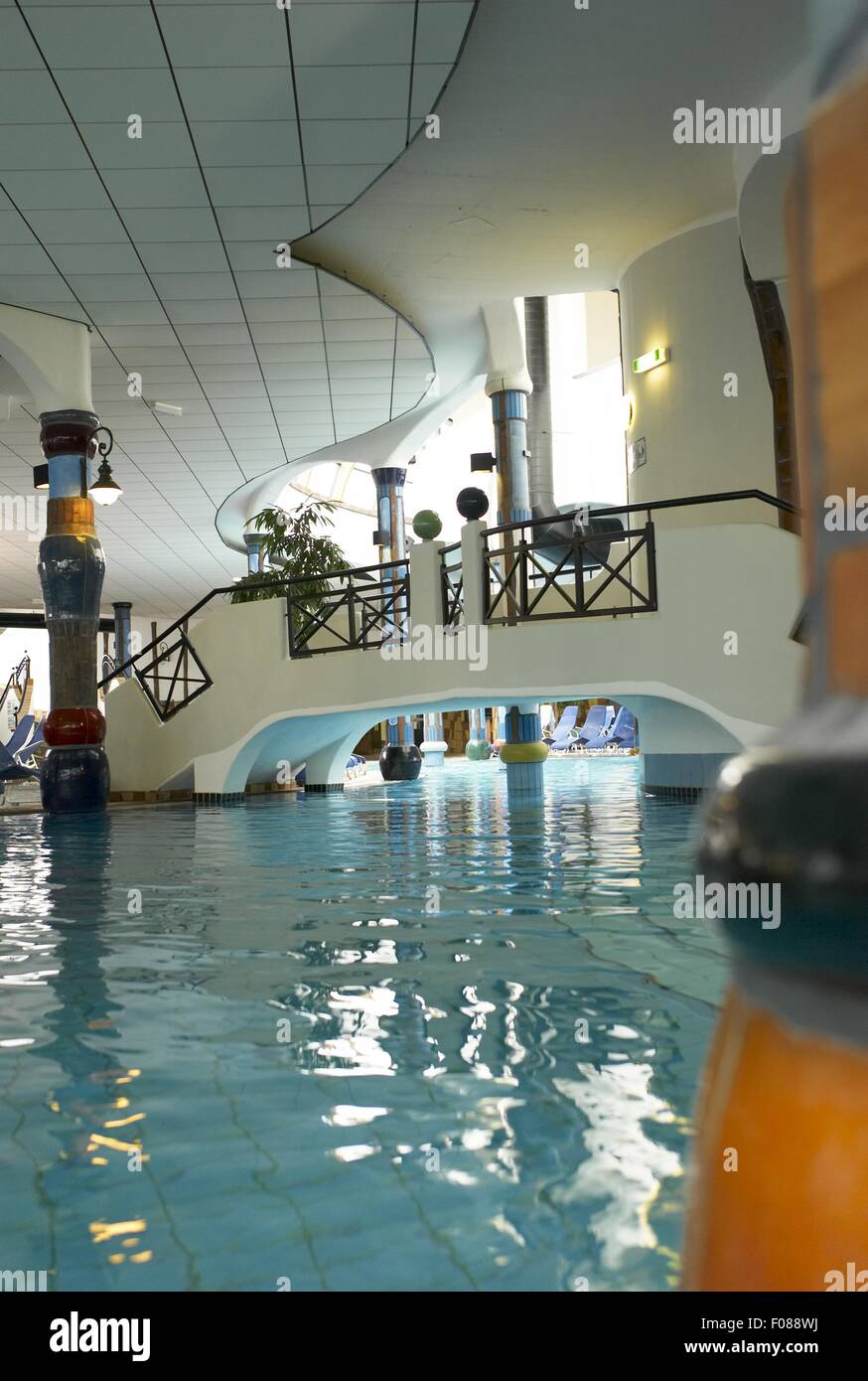 View of swimming pool in Hotel Rogner Bad Blumau, Styria, Austria Stock Photo