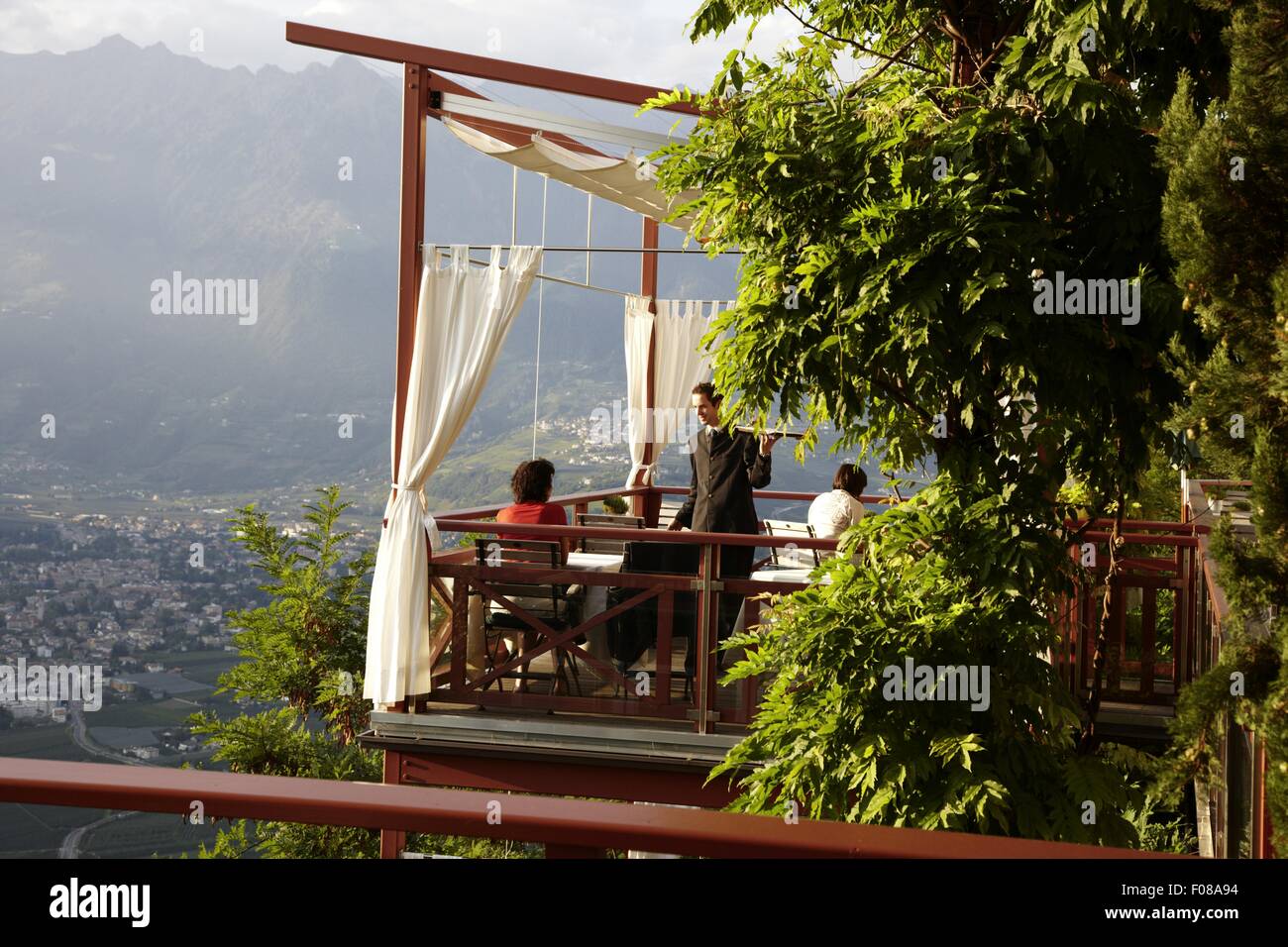 View of guest at restaurant Trenkerstube of Merano, South Tyrol, Italy Stock Photo