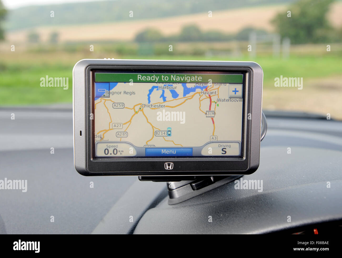 Dashboard Car Screen Road Sat Navigation Map Stock Photos ...