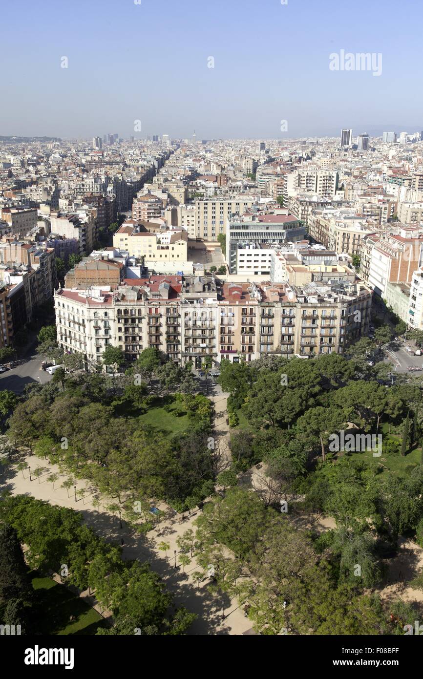 Aerial view of Barcelona City, Spain Stock Photo - Alamy