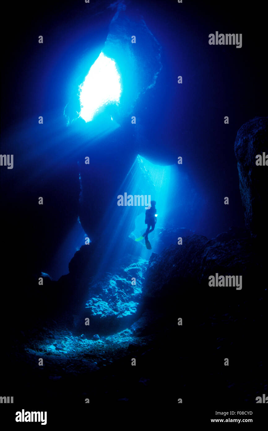 Cave diving, Ustica, Italy Stock Photo