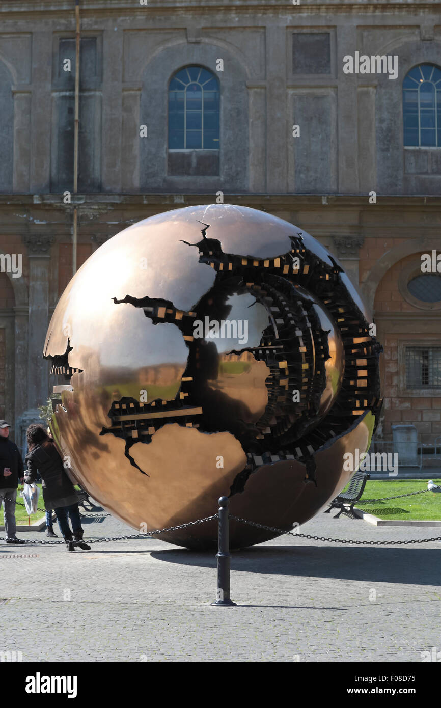 Sphere Within Sphere by Italian artist and sculptor Arnaldo Pomodoro in