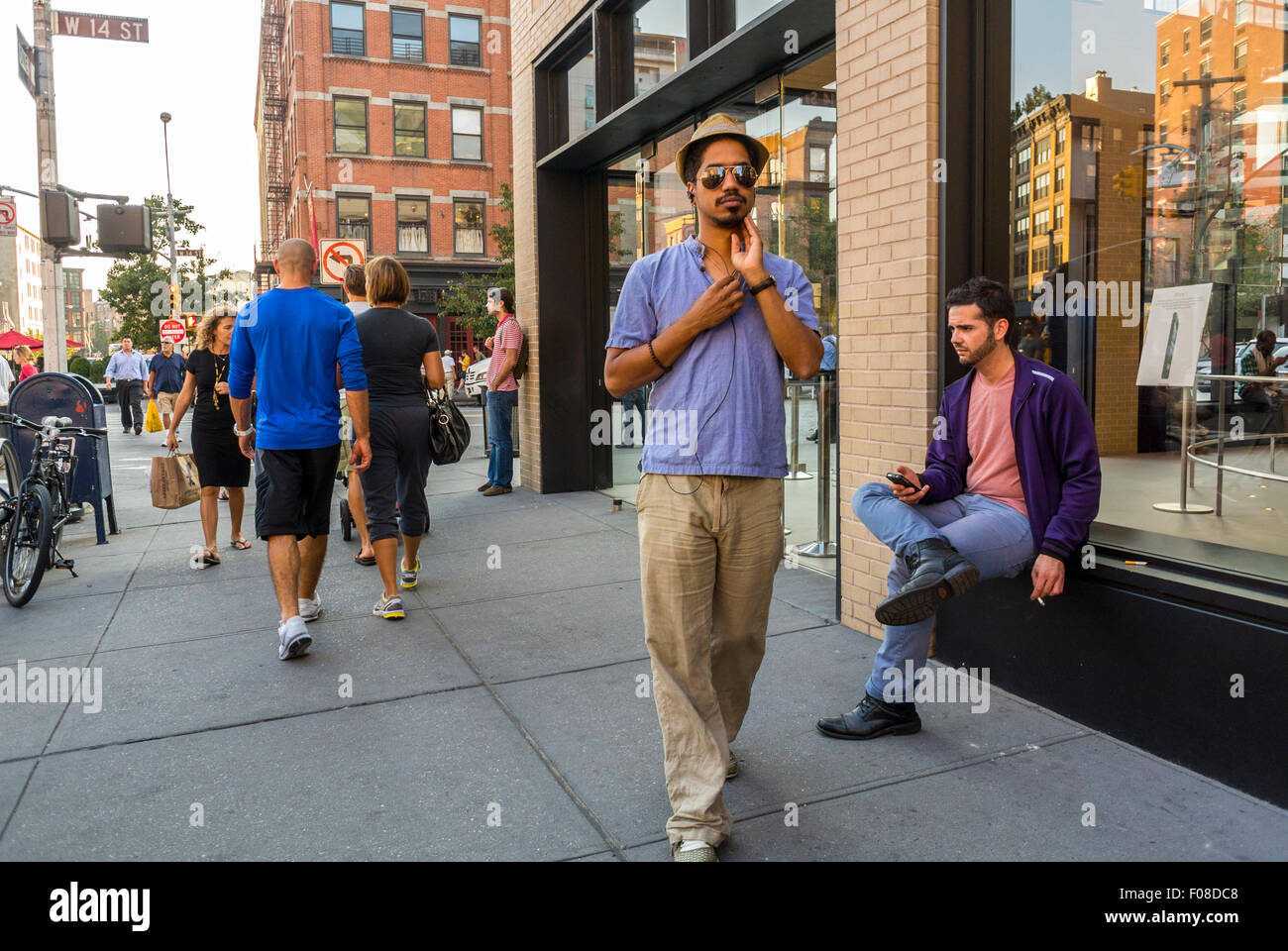New York City, USA, Street Scenes, Meat Packing District, Men in Crowd