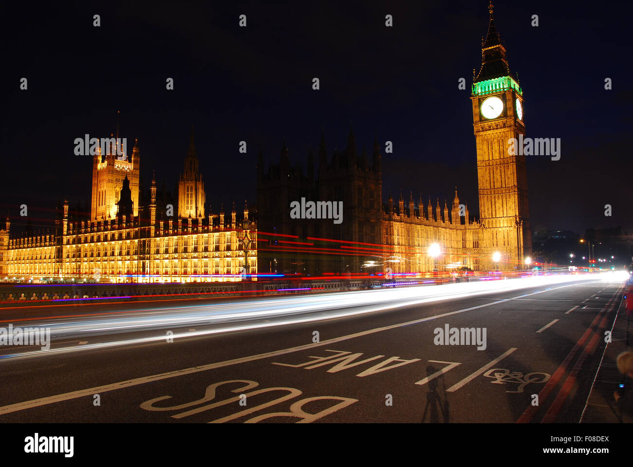 Big Ben and Westminster Abbey at night Stock Photo