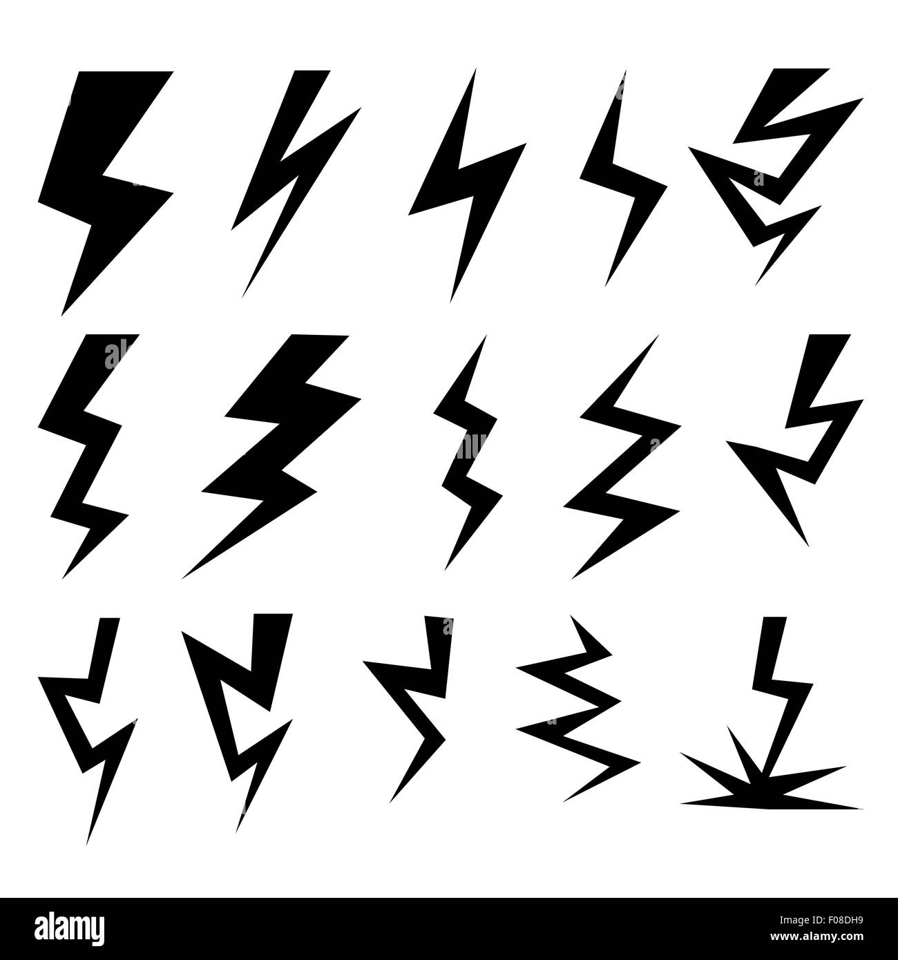 Set of thunder and lighting collection Stock Vector