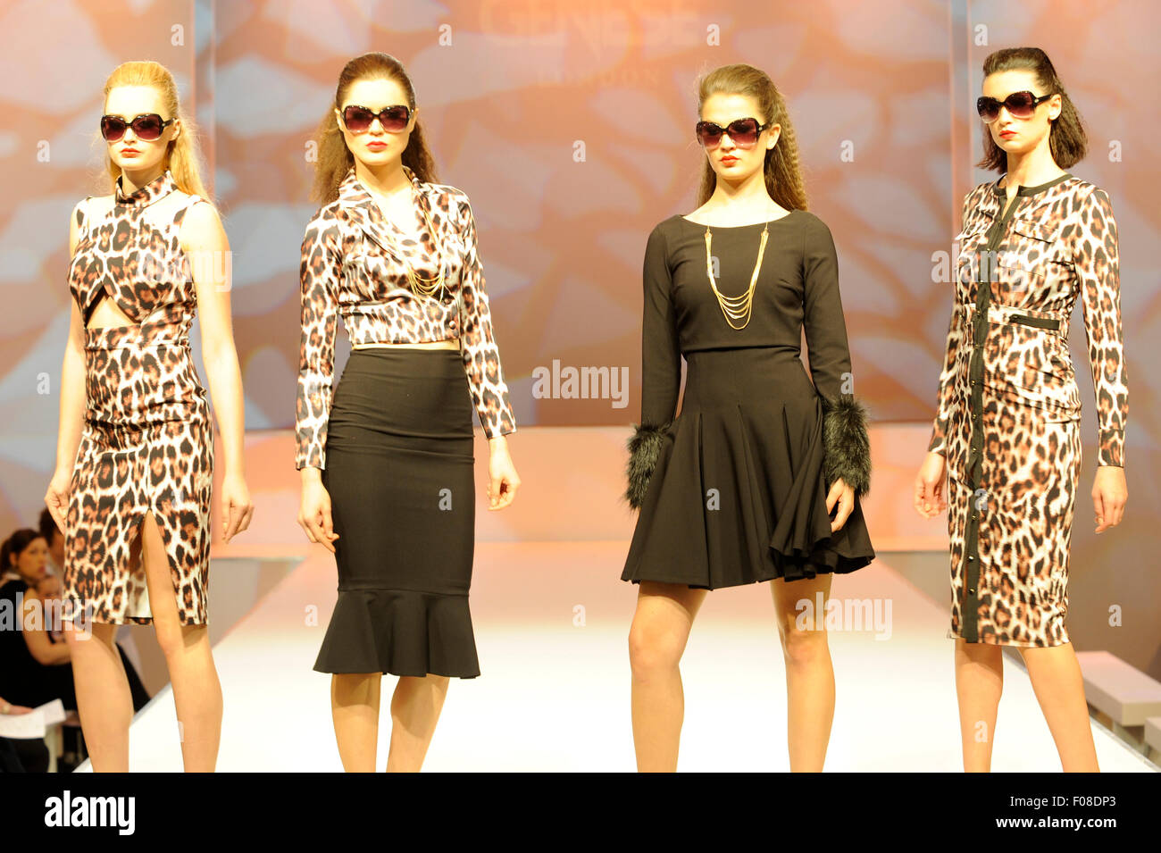 Models on the Spring Summer 2016 Fashion Catwalk. Moda Spring Summer 2016, one of the country's premier trade fashion shows for fashion buyers, took place at the NEC, Birmingham, UK, 9th-11th August 2015. Credit:  Antony Nettle/Alamy Live News Stock Photo