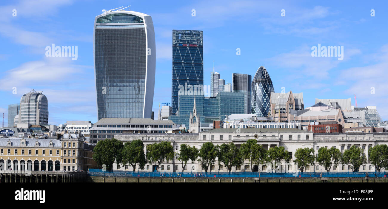 London Skyline incorporating the buildings affectionately known as The Cheese Grater, Walkie-Talkie and the Gherkin Stock Photo