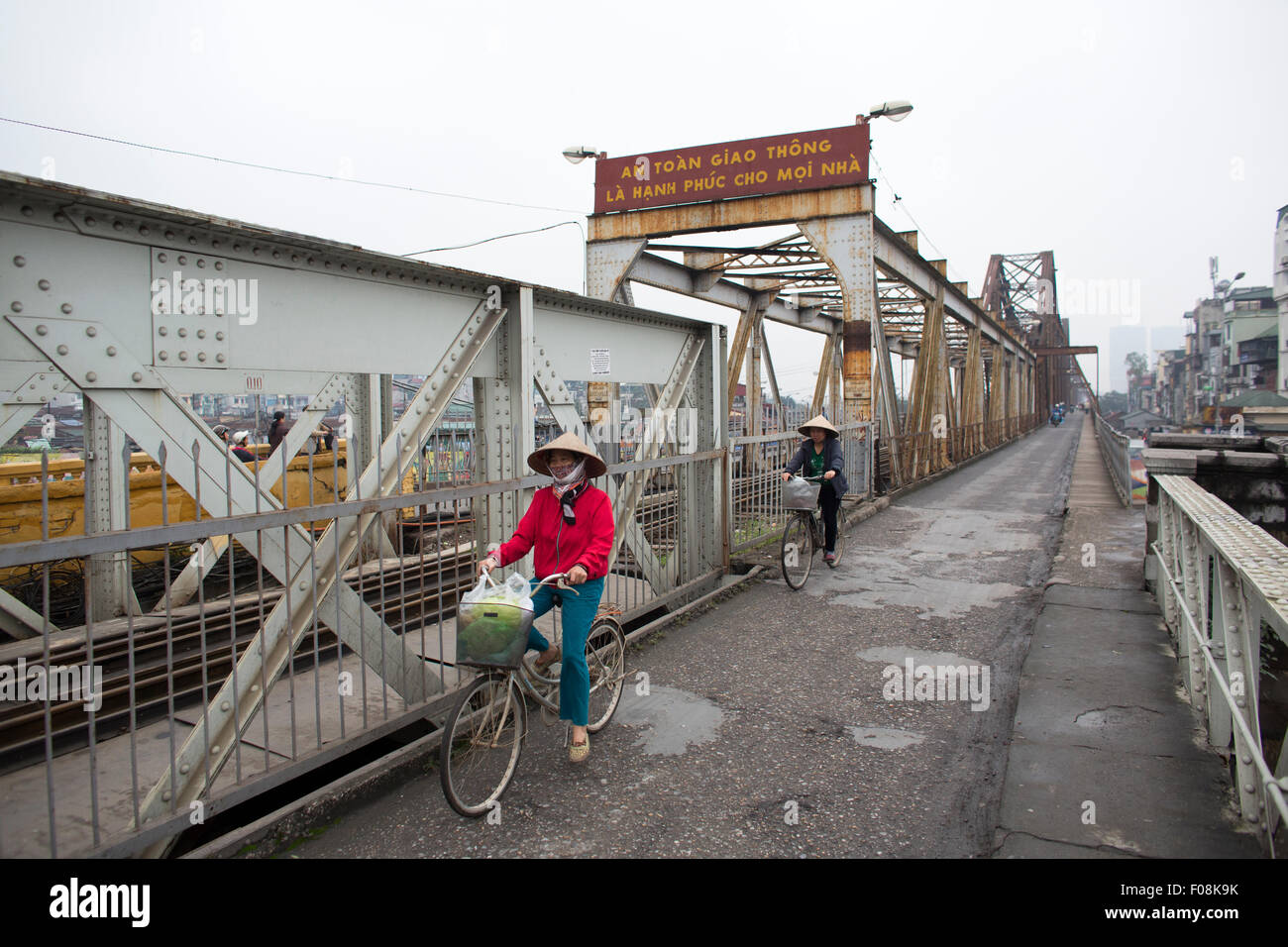 New Long Bien Bridge in Hanoi Stock Photo