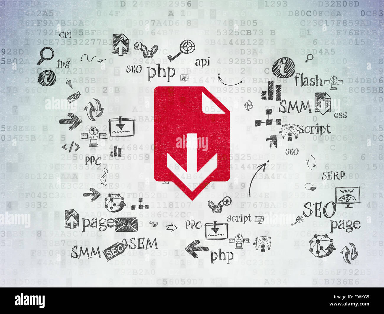 Web development concept: Download on Digital Paper background Stock ...