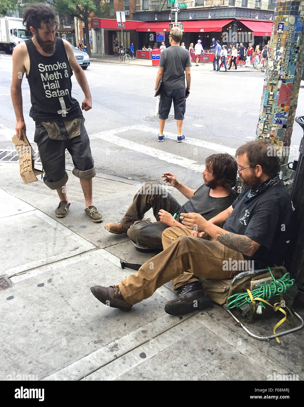 April 28, 2015 - New York, New York, U.S. - Homeless and panhandlers in ...