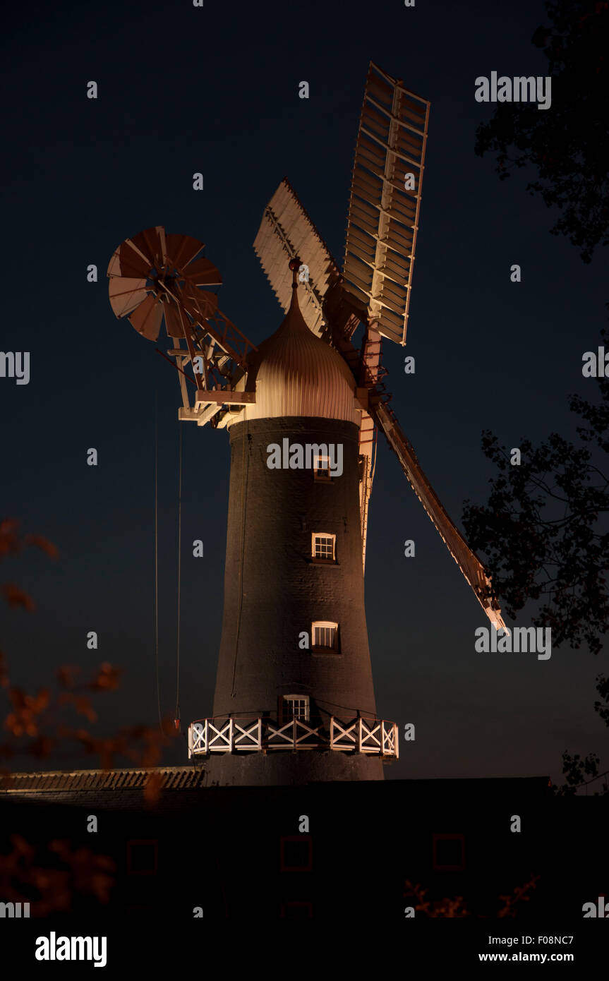 A night time image of Skidby Windmill near Cottingham in East Yorkshire Stock Photo