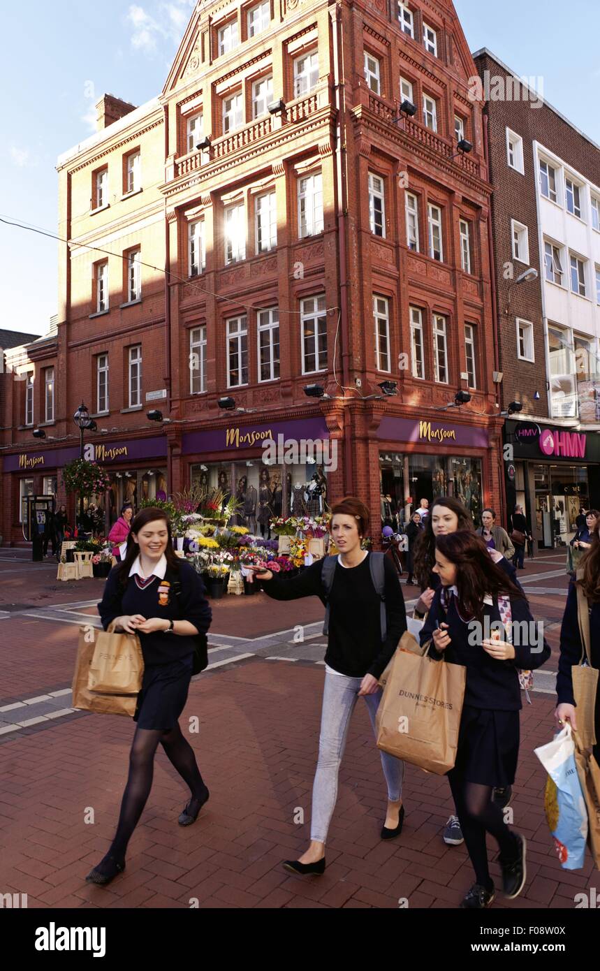 Girls on street with shopping bags, Dublin, Ireland Stock Photo Alamy
