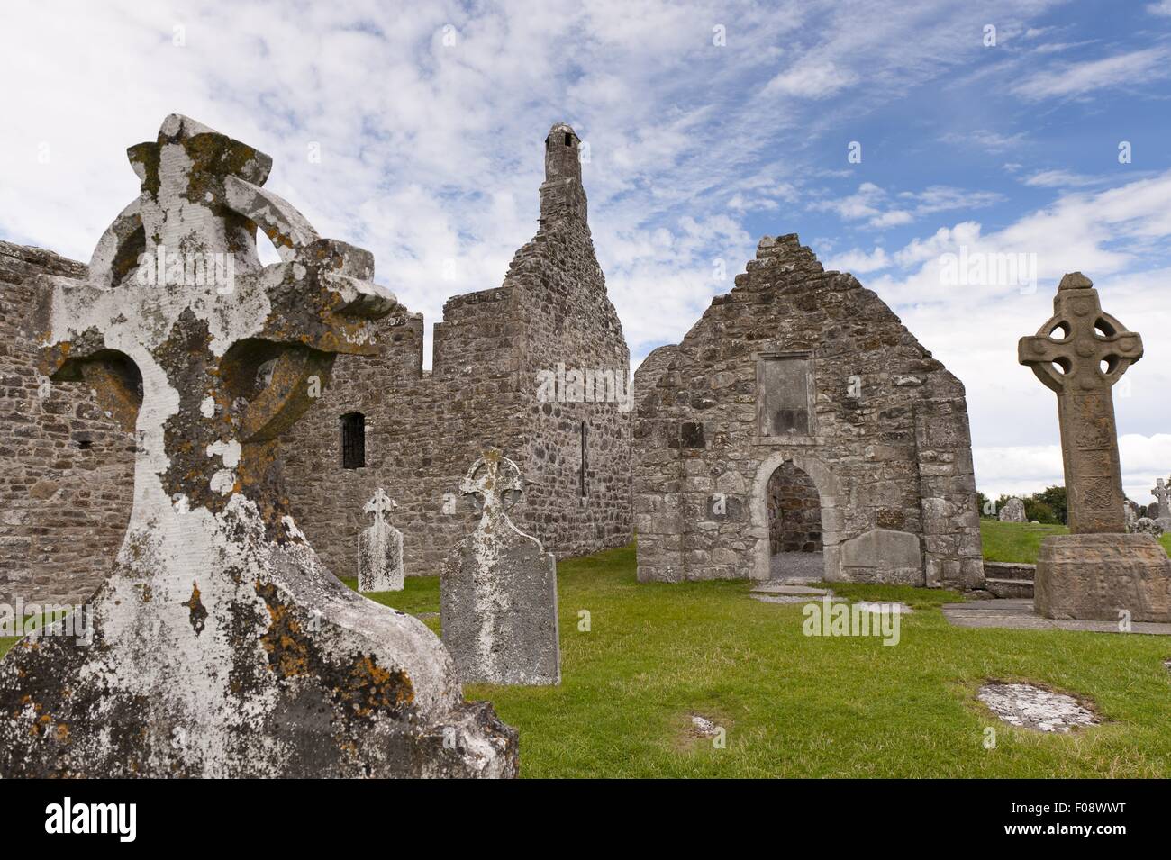 Ruins of Clonmacnoise monastery, County Offaly, Ireland, UK Stock Photo