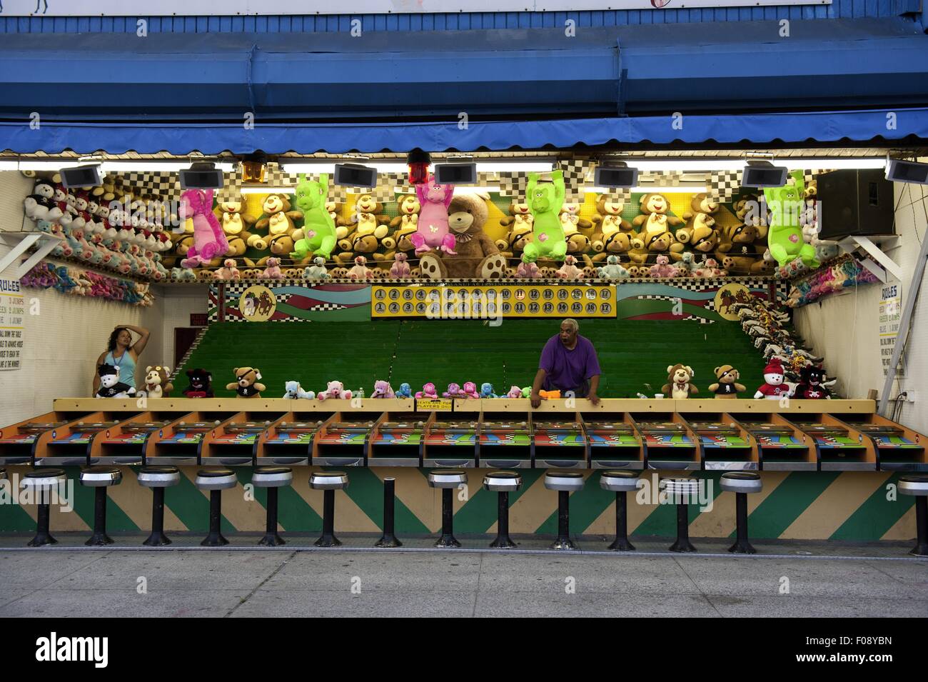 Target shooting game at park in New York, USA Stock Photo