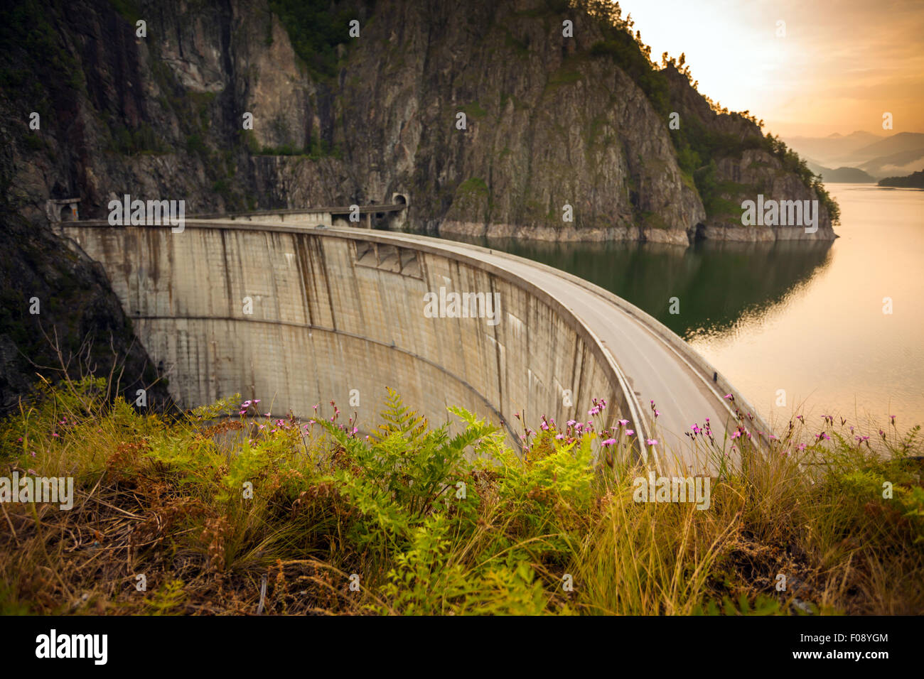 Artificial Lake behind the Vidraru Dam at sunset, Romania Stock Photo -  Alamy