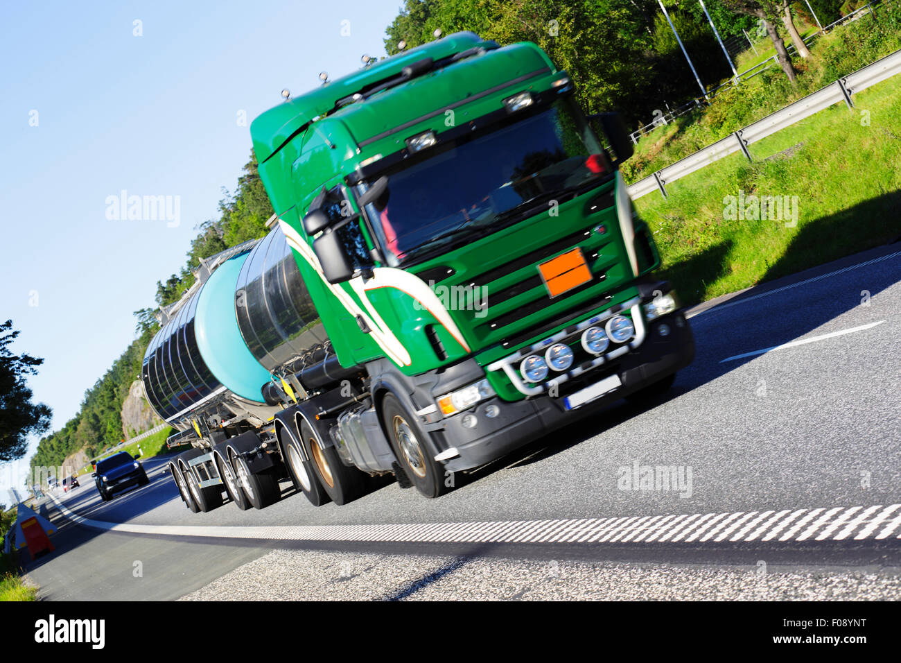fuel truck, oil tanker on the move Stock Photo