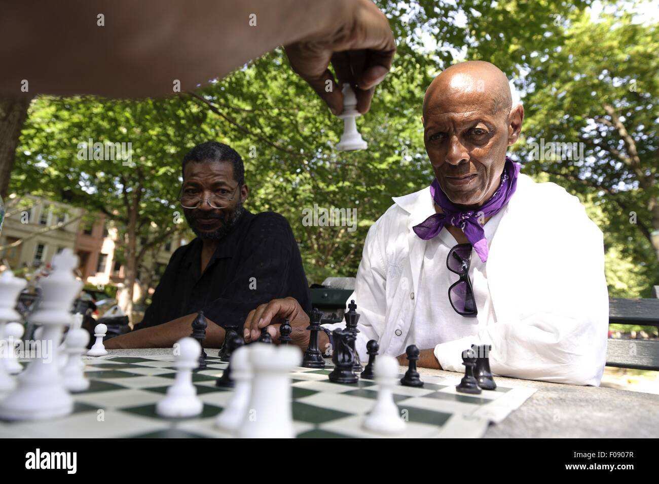 Men playing chess in Brooklyn, New York, USA Stock Photo