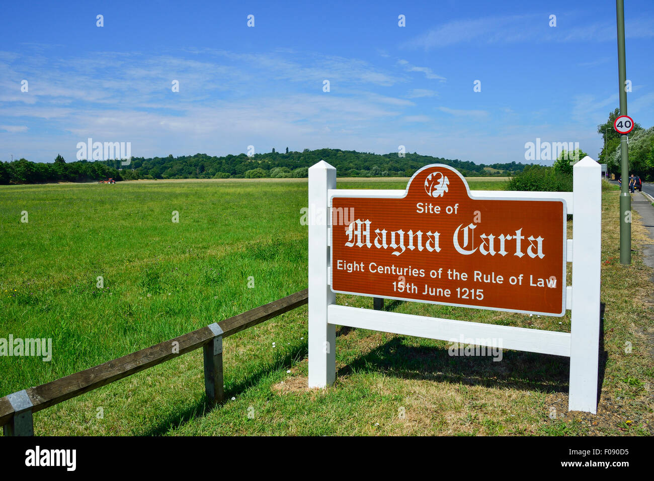 Sign at entrance to Runnymede Meadows, Runnymede, Surrey, England, United Kingdom Stock Photo