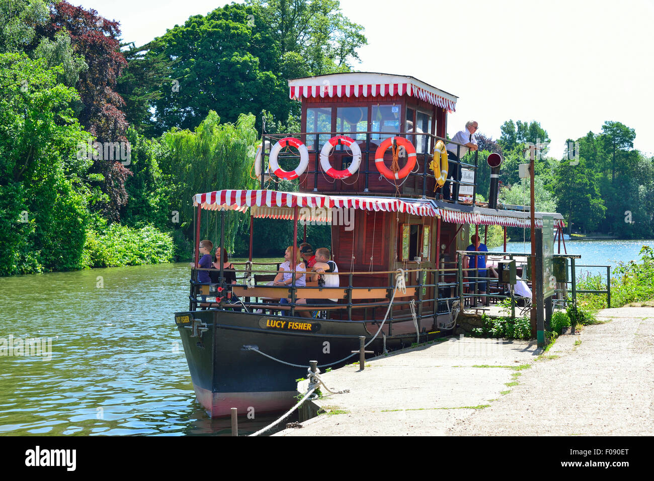 French Brothers 'Lucy Fisher' paddle steamer on River Thames, Runnymede, Surrey, England, United Kingdom Stock Photo