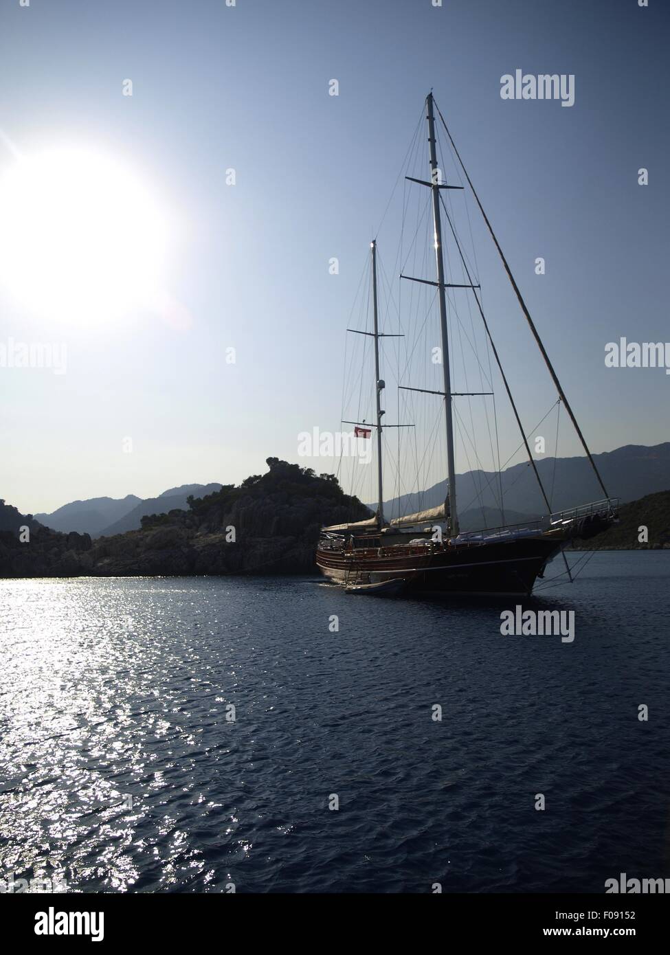 Sailboat in sea, Antalya, Turkey Stock Photo