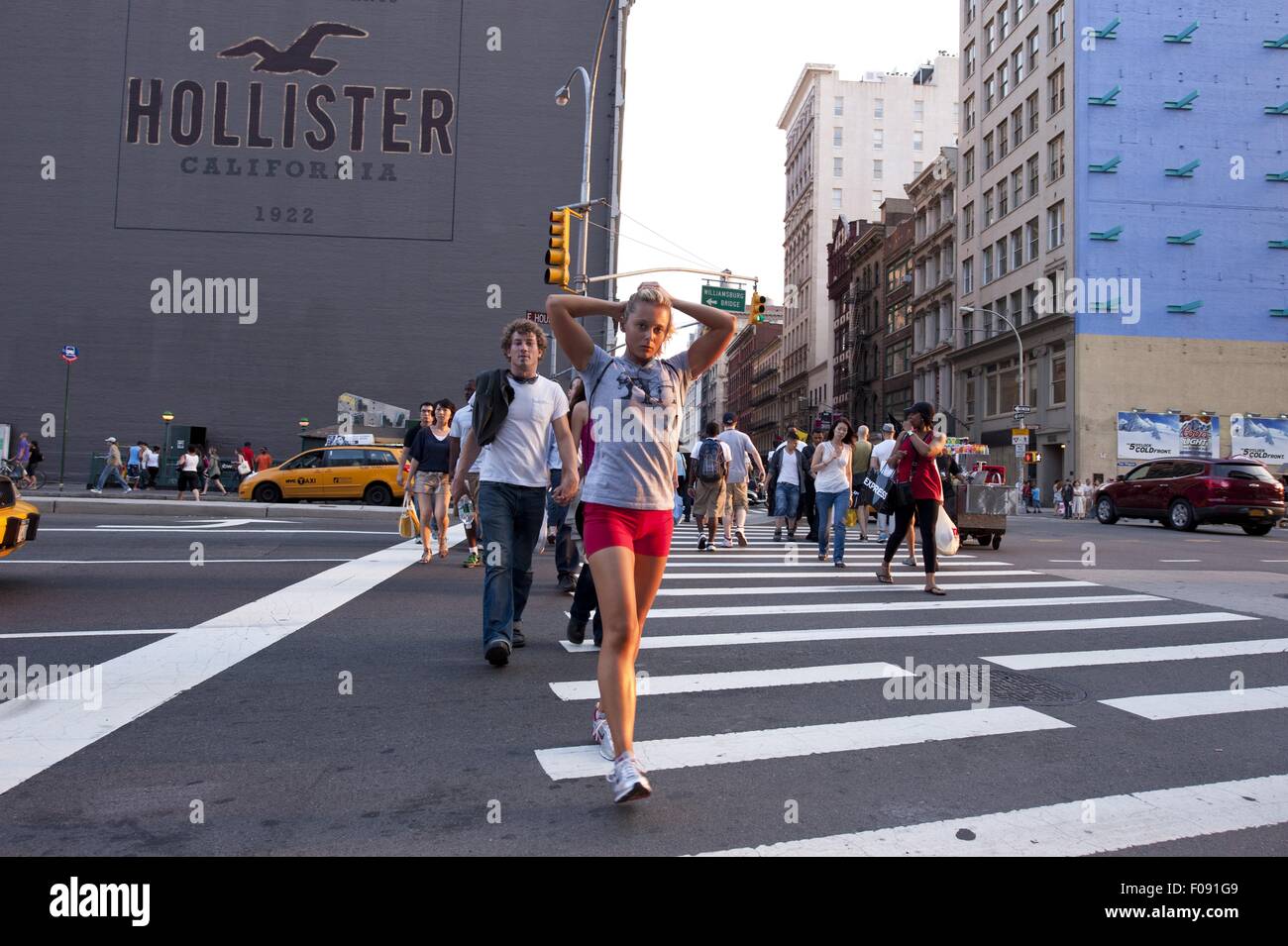 Hollister models posing at SoHo in New York, USA Stock Photo