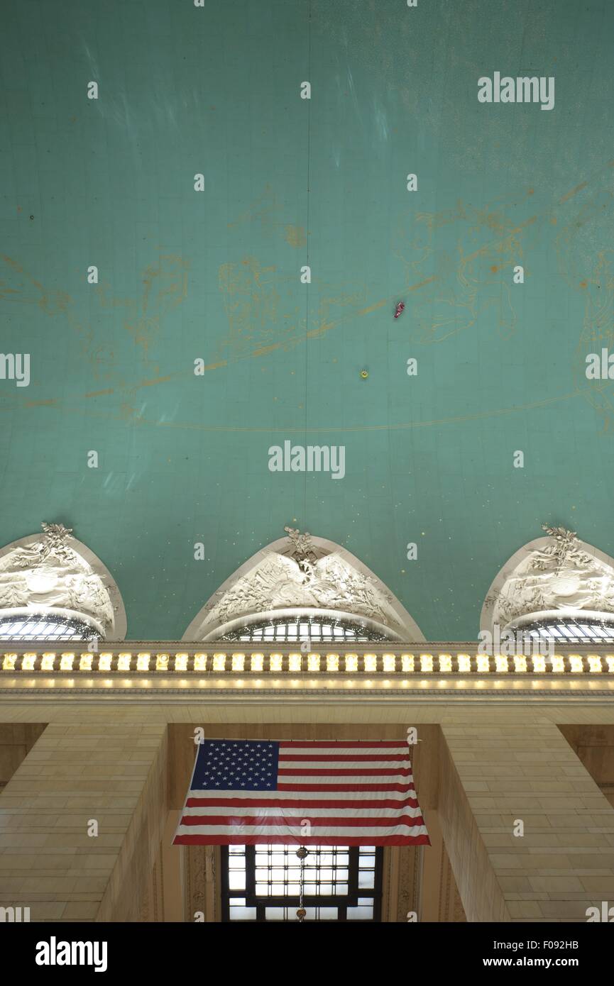 Close Up Of Grand Central Terminal Ceiling In New York Usa
