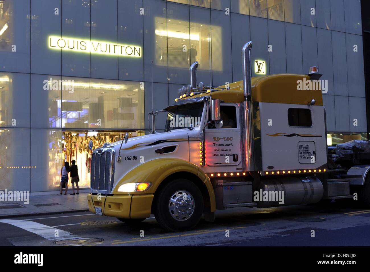 Truck in front of Louis Vuitton store, New York Stock Photo - Alamy