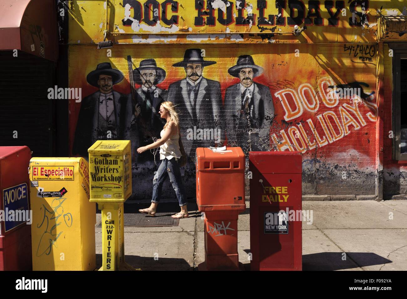 Various mail boxes on East Village, New York Stock Photo Alamy