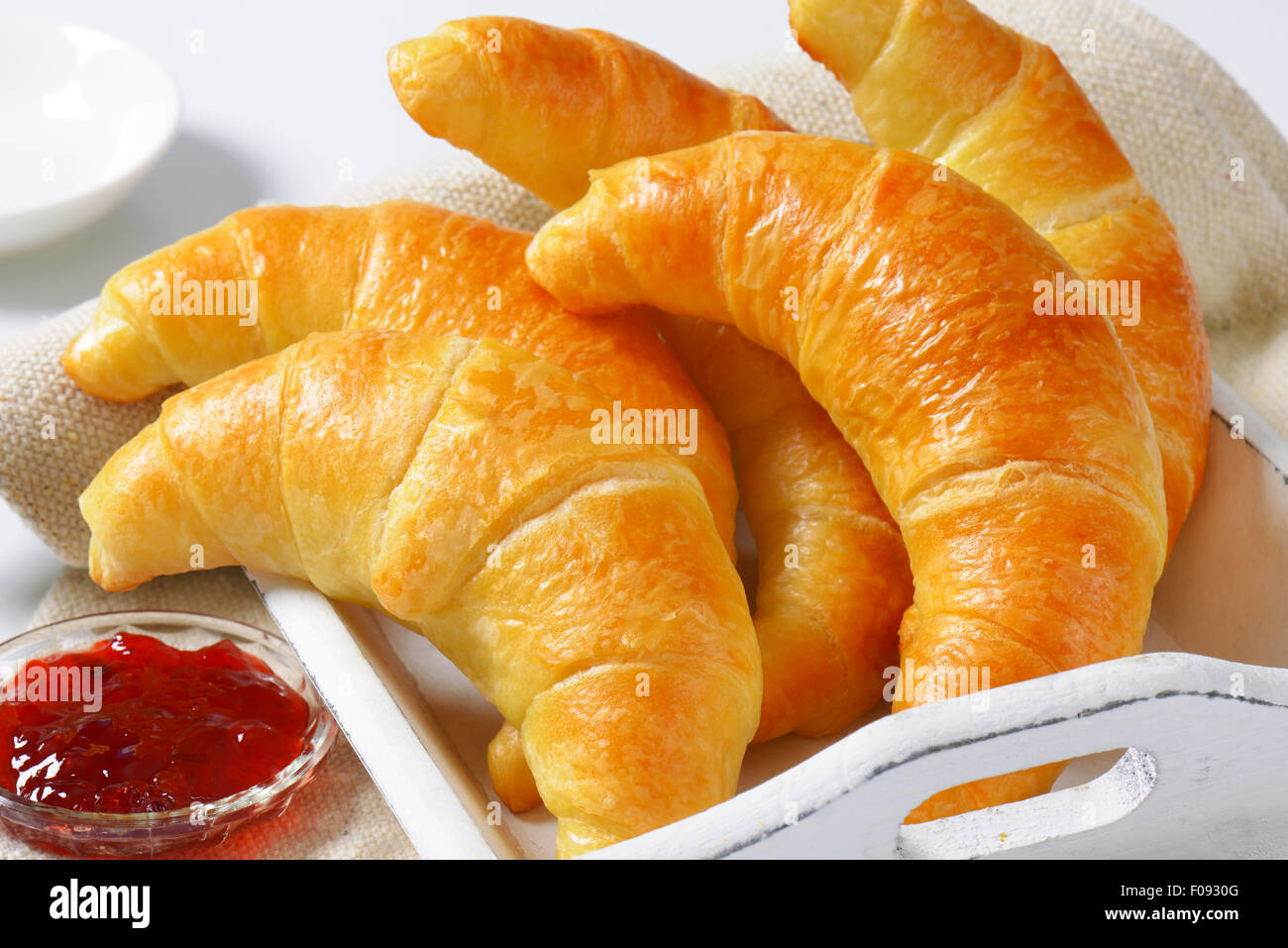 Fresh butter crescent rolls (croissants) with jam Stock Photo Alamy
