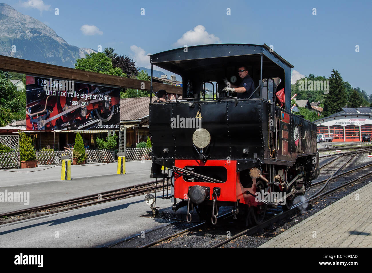 The Achensee Steam Cog Railway makes its way up to Tyrol’s largest lake, driven by the World’s oldest steam cog locomotives. Stock Photo