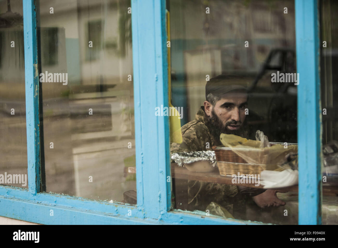 July 25, 2015 - Mariupol, Donetsk Oblast, Ukraine - Chechen unit commander  of the Sheikh Mansur battalion, known as ''Muslim'' in the base close to Mariupol, Ukraine. (Credit Image: © Celestino Arce via ZUMA Wire) Stock Photo