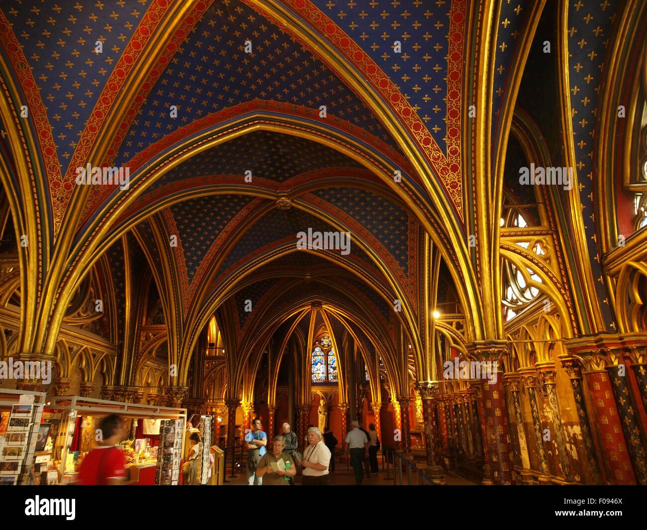 Ceiling Of Lower Chapel Of Sainte Chapelle In Paris France