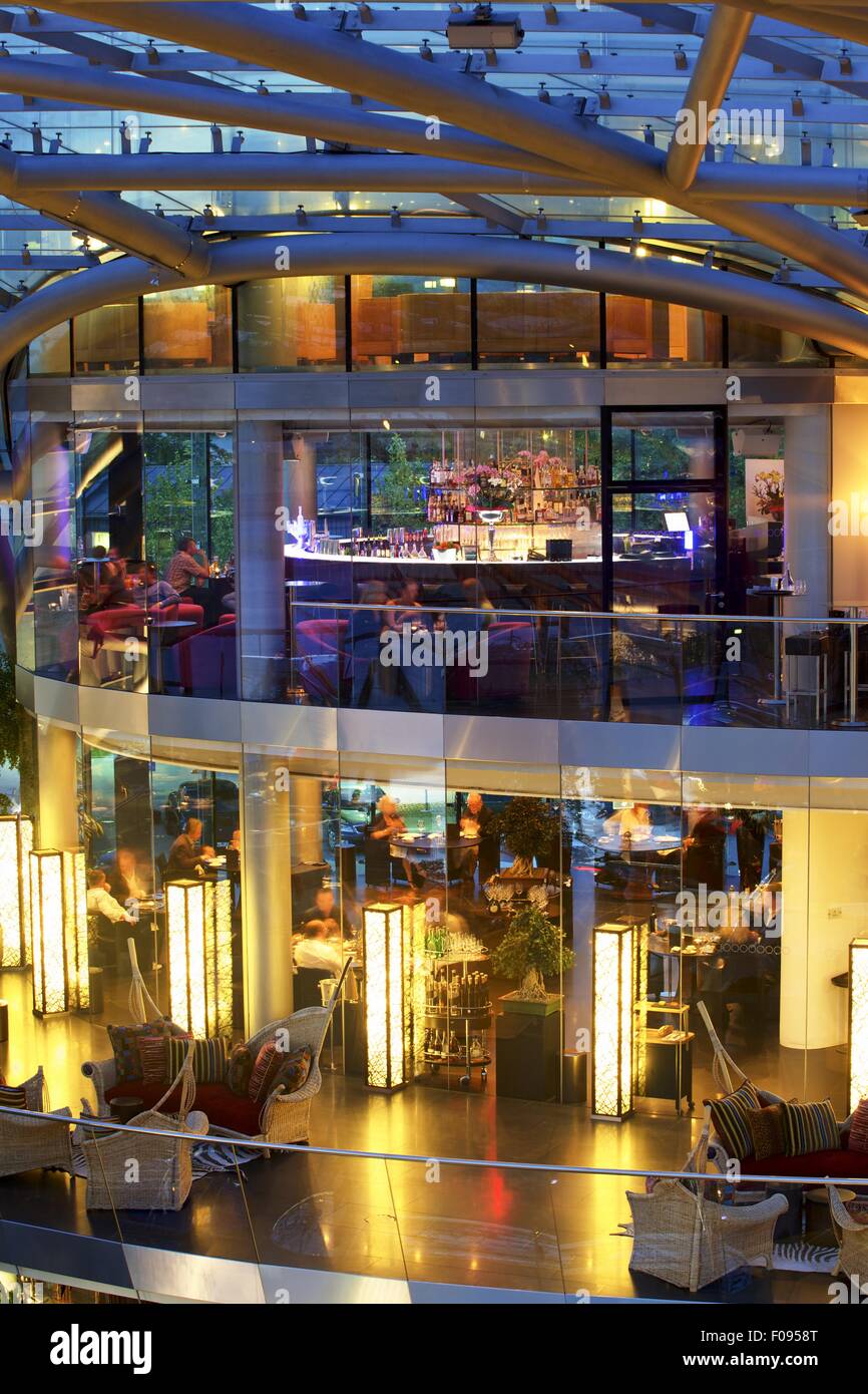 People dinning at Ikarus Restaurant in Hangar-7, Salzburg, Austria Stock Photo