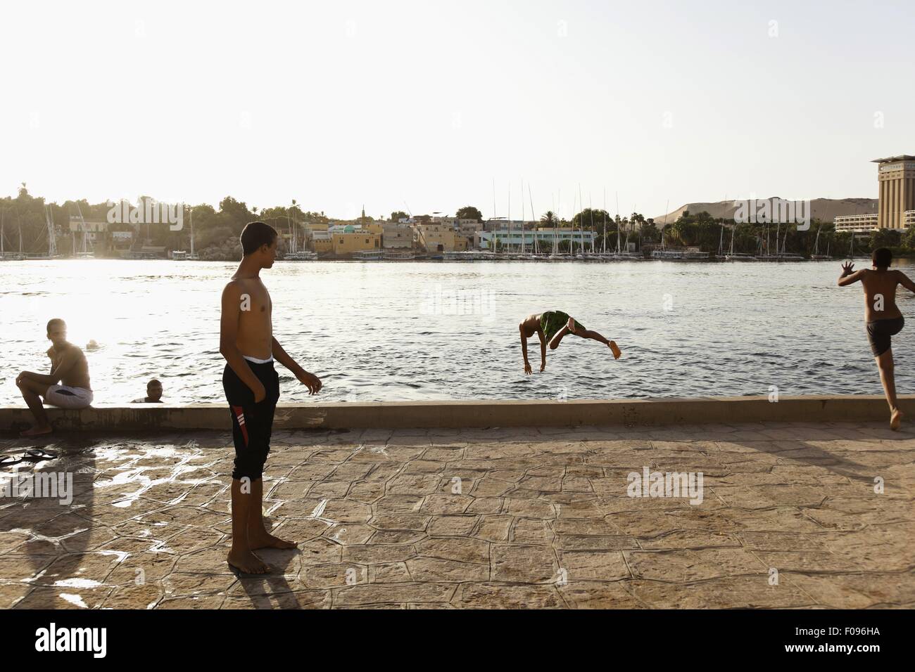 People diving in Nile river, Aswan, Egypt Stock Photo - Alamy