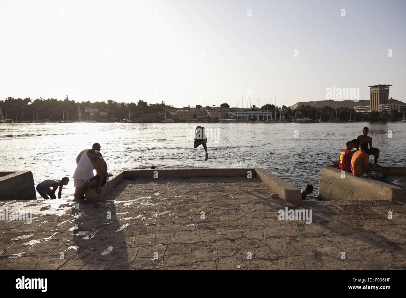 People diving in Nile river, Aswan, Egypt Stock Photo - Alamy