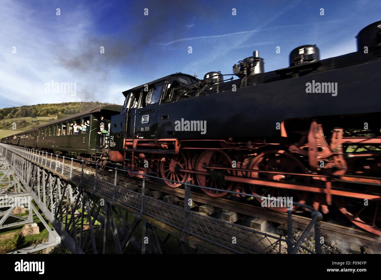 Train on bridge of Wutach Valley Railway, Black Forest, Baden