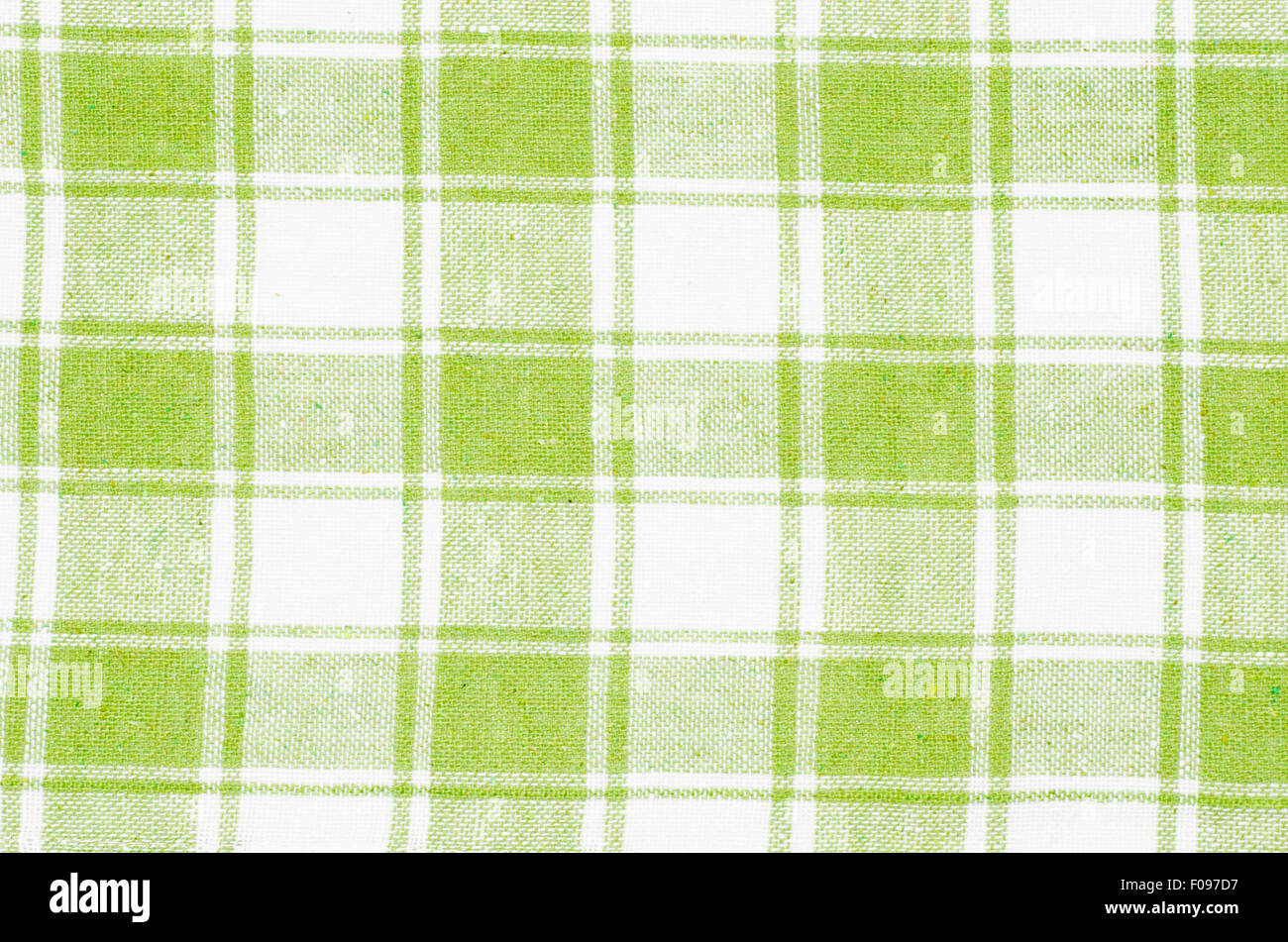 checkered green and white kitchen towel background texture Stock Photo