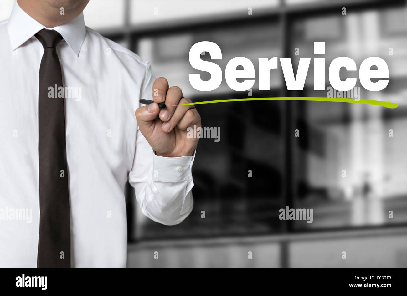 Service is written by businessman background. Stock Photo