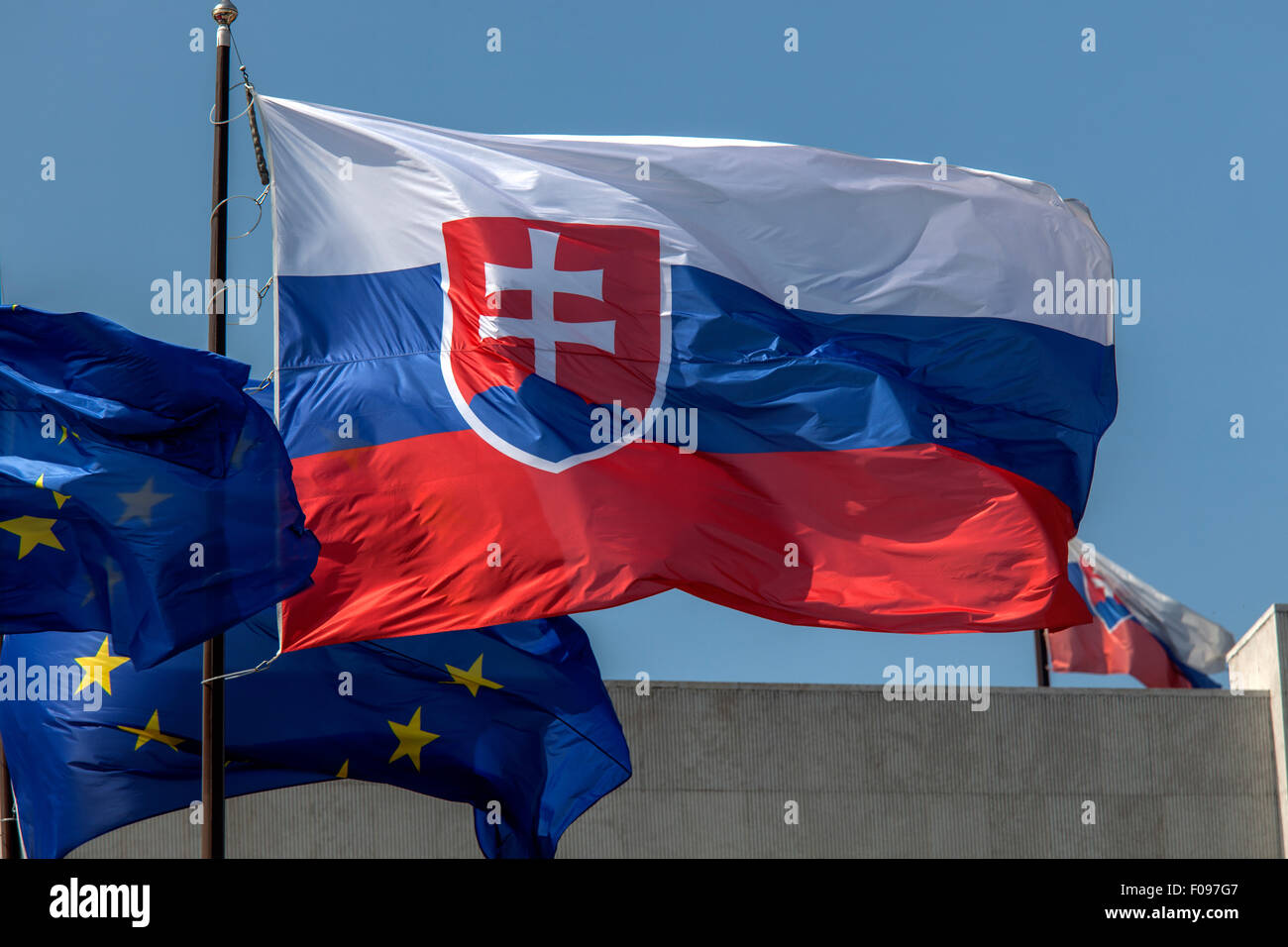 Slovakian flag, Bratislava, Slovakia, Europe Stock Photo