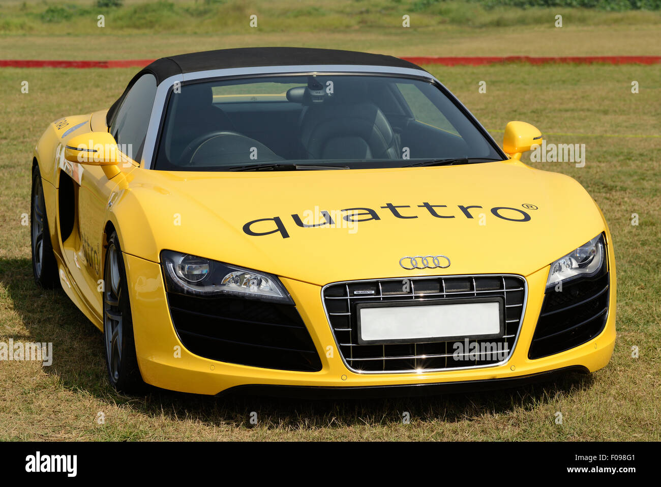 Yellow Audi Quattro at Bombay Super Car Show Stock Photo
