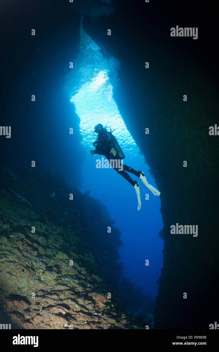 Scuba Diving in Bat Caves, Russell Islands, Solomon Islands Stock Photo ...