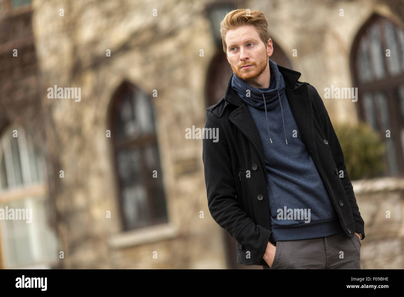 Young red hair man outdoors Stock Photo