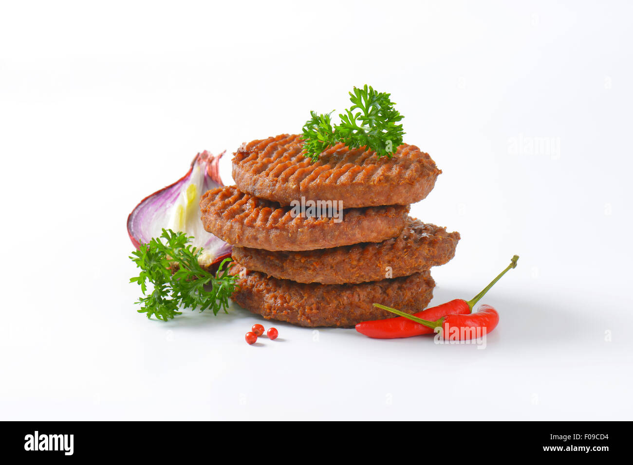 Stack of Grilled Beef Burger Patties Stock Photo Alamy