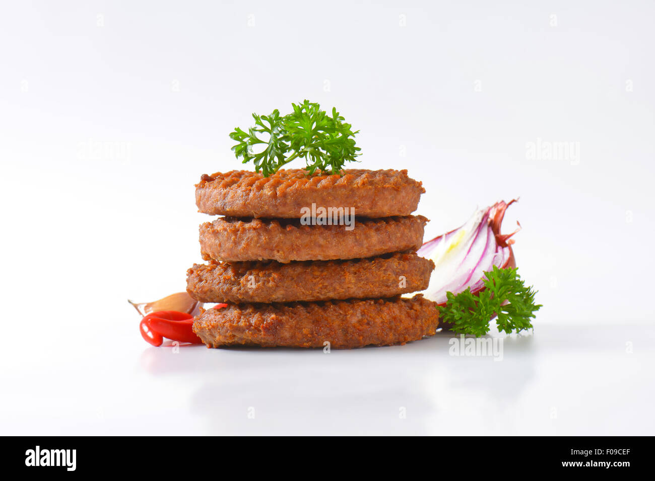 Stack of Grilled Beef Burger Patties Stock Photo Alamy