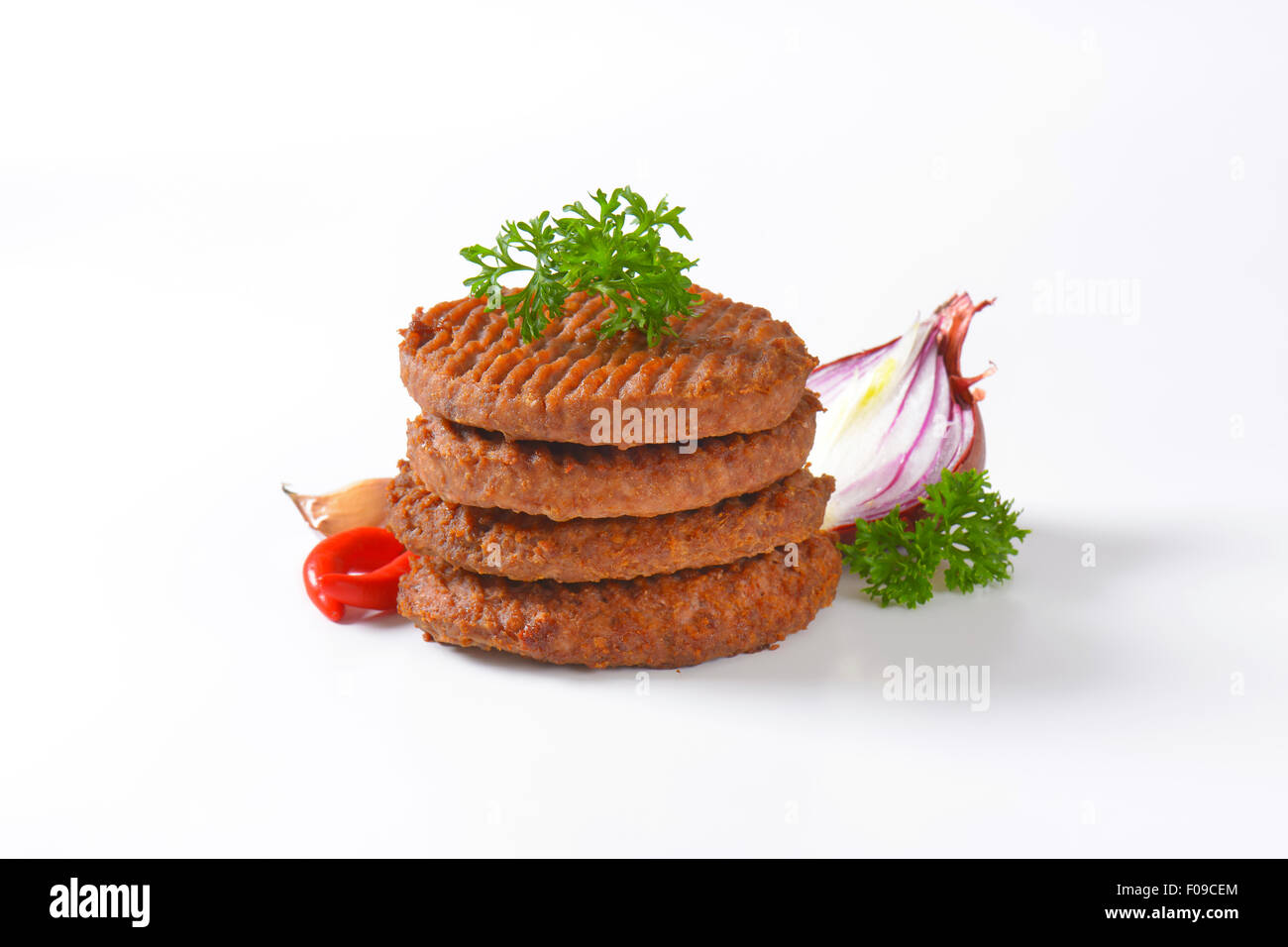 Stack of Grilled Beef Burger Patties Stock Photo Alamy