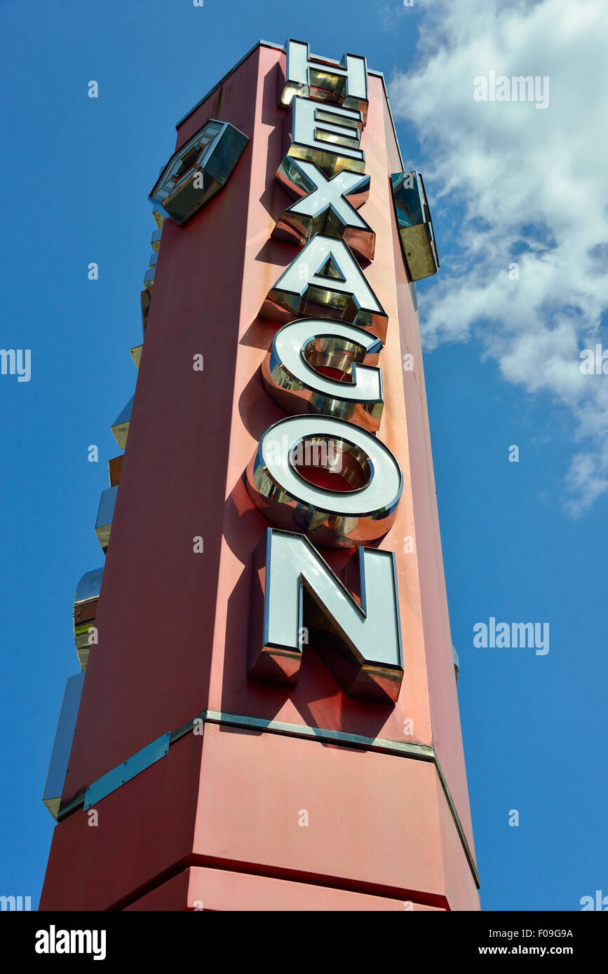 Entrance sign, The Hexagon Theatre, Queens Walk, Reading, Berkshire, England, United Kingdom