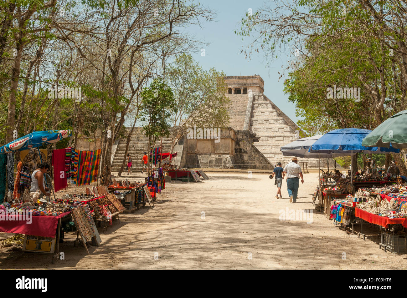 Souvenir Stalls at Chichen Itza, Mexico Stock Photo